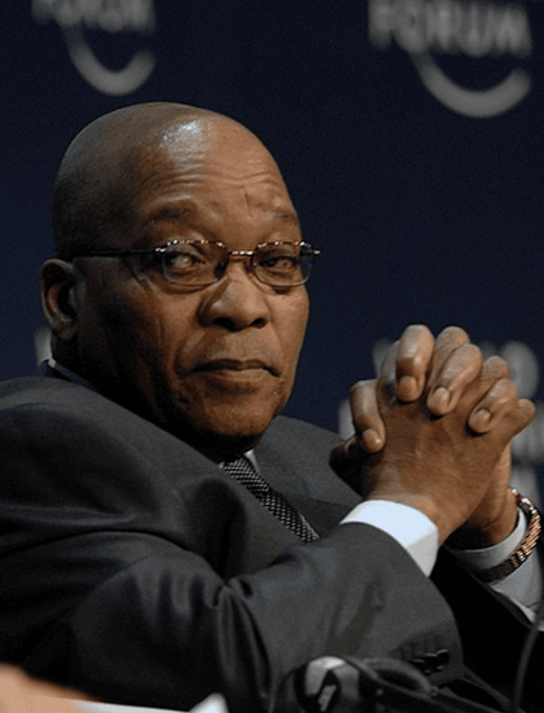Jacob Zuma, président de l'Afrique du Sud, lors de la séance plénière d'ouverture sur l'Afrique et la nouvelle économie mondiale au Forum économique mondial sur l'Afrique 2009 au Cap, Afrique du Sud, 10 juin 2009.