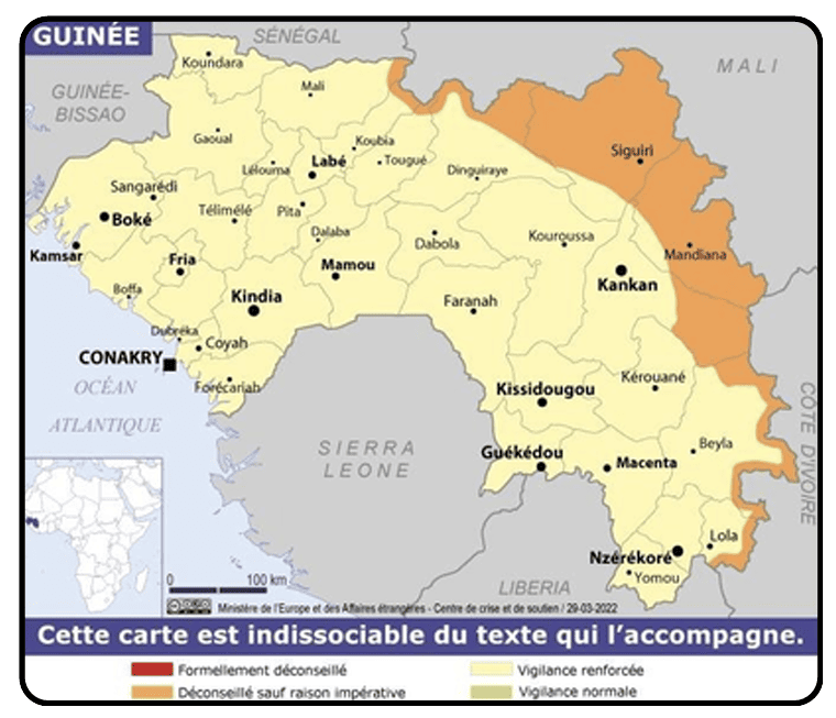 Carte du Ministère de l’Europe et des Affaires Étrangères français