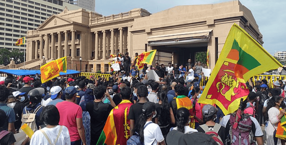 Anti-government protest in Sri Lanka on April 13, 2022 in front of the Presidential Secretariat