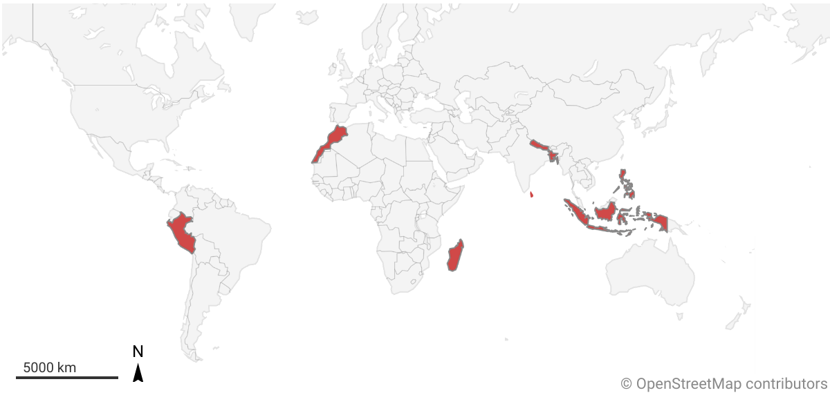 Carte des manifestations de la Gen-Z étudiées dans cette étude