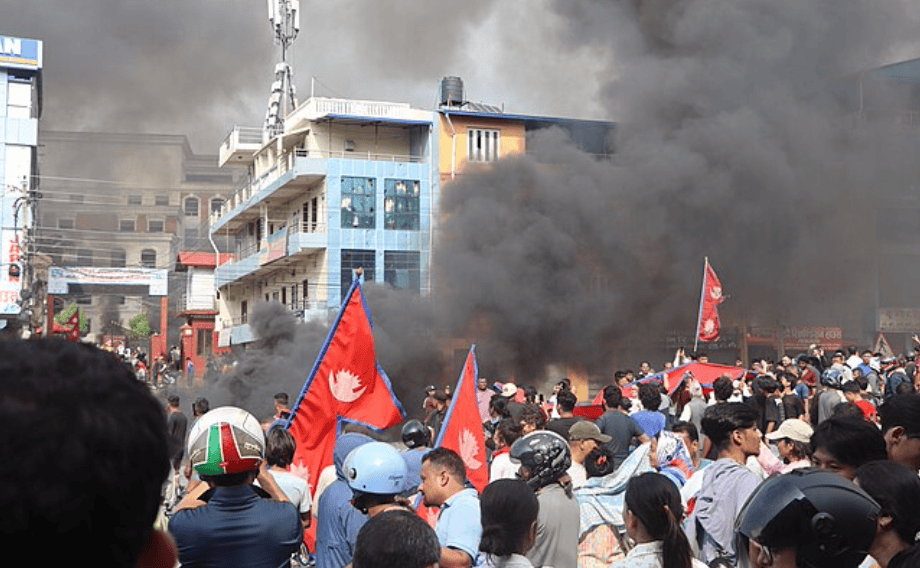 Nepalese Gen Z protesters infront of Bharatpur mahanagarpalika office, 9 September 2025