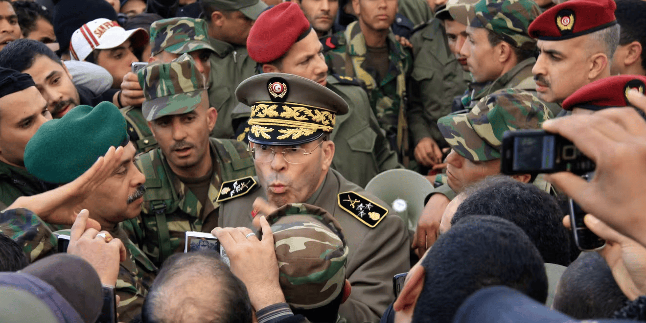 General Rachid Ammar addressing the crowd. REUTERS